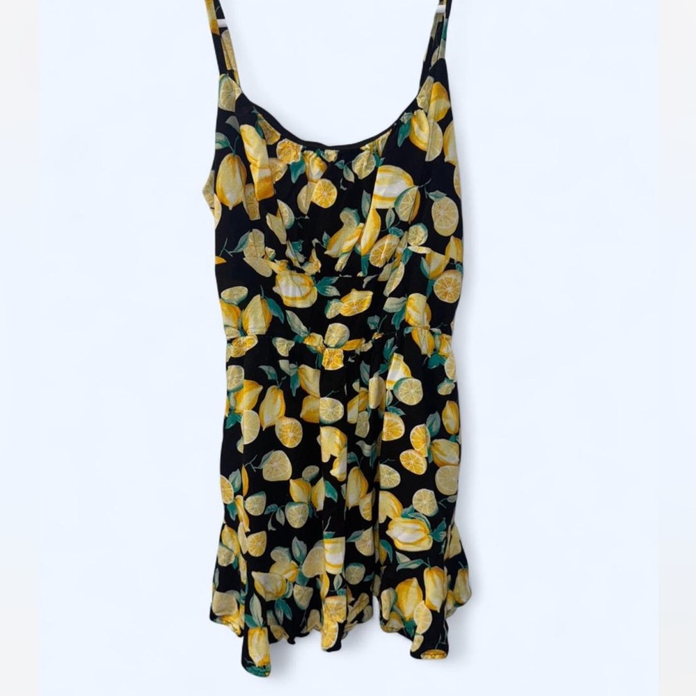 Lemon Print Dress with Spaghetti Straps